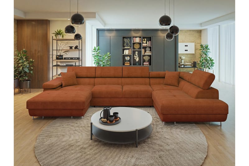 Gabina Sofa med Chaiselong og Divan 4-personers - Orange - Møbler - Sofaer - U Sofa