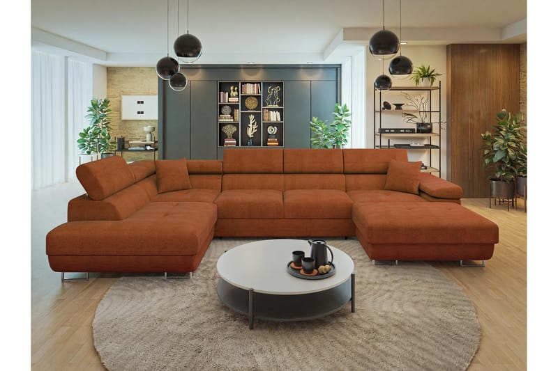 Gabina Sofa med Chaiselong og Divan 4-personers - Orange - Møbler - Sofaer - U Sofa