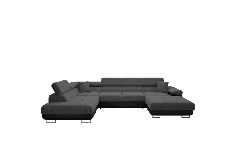 Gabina Sofa med Chaiselong og Divan 4-personers - Sort/Grå - Møbler - Sofaer - U Sofa