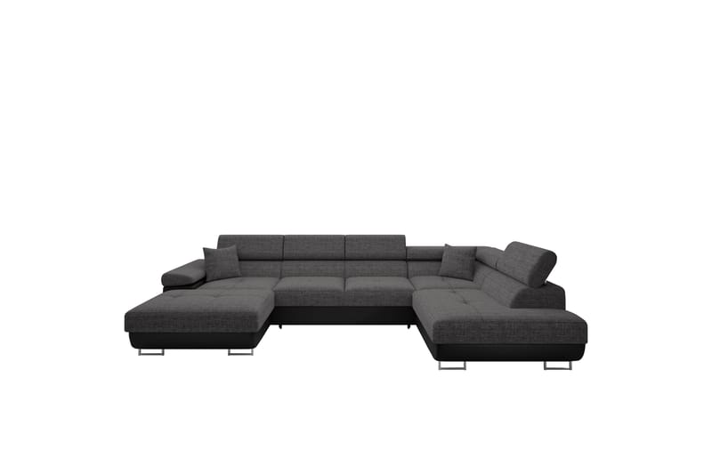 Gabina Sofa med Chaiselong og Divan 4-personers - Sort/Grå - Møbler - Sofaer - U Sofa