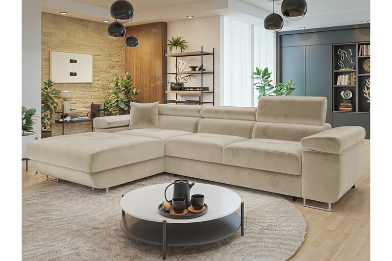 Gabina Sofa med Divan 3-personers - Beige - Møbler - Sofaer - Sofa med chaiselong