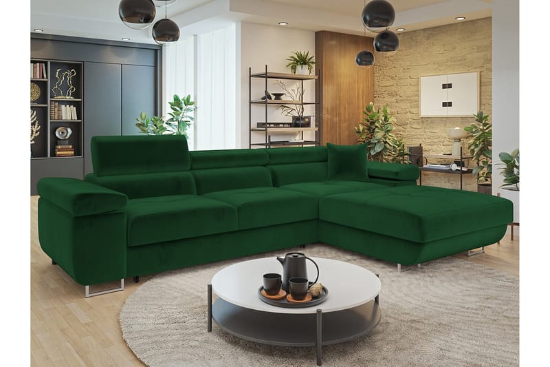 Gabina Sofa med Divan 3-personers - Grøn - Møbler - Sofaer - Sofa med chaiselong