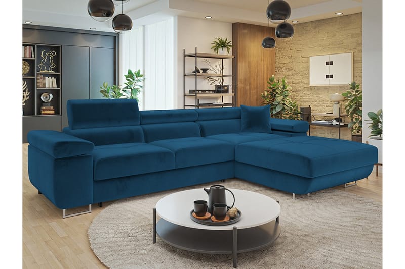 Gabina Sofa med Divan 3-personers - Blå - Møbler - Sofaer - Sofa med chaiselong