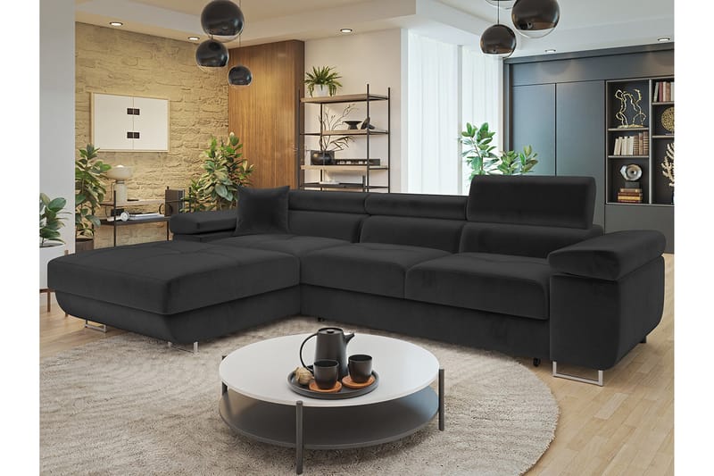 Gabina Sofa med Divan 3-personers - Sort - Møbler - Sofaer - Sofa med chaiselong