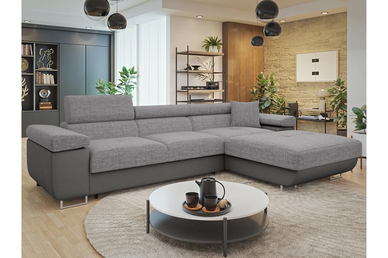 Gabina Sofa med Divan 3-personers - Grå - Møbler - Sofaer - Sofa med chaiselong