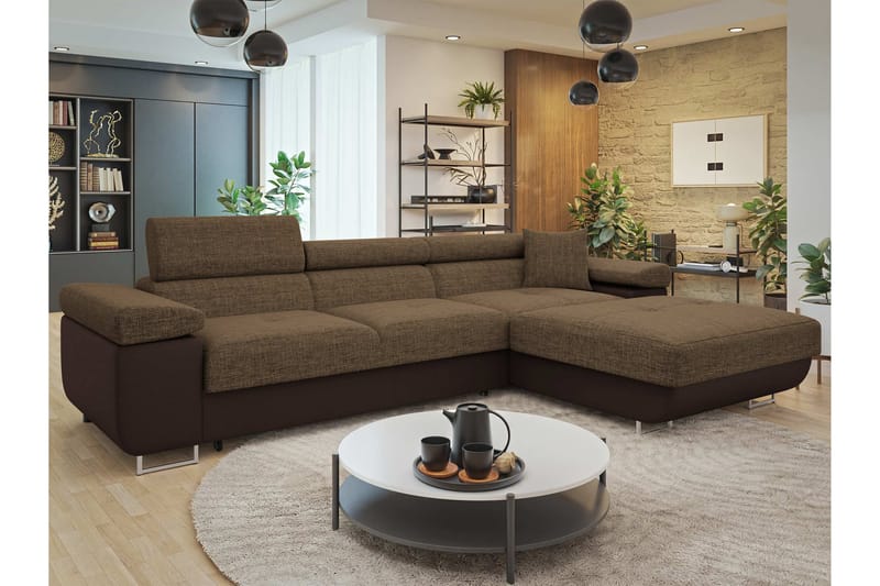 Gabina Sofa med Divan 3-personers - Brun - Møbler - Sofaer - Sofa med chaiselong