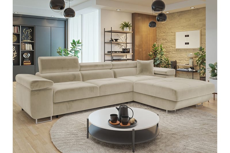 Gabina Sofa med Divan 3-personers - Beige - Møbler - Sofaer - Sofa med chaiselong