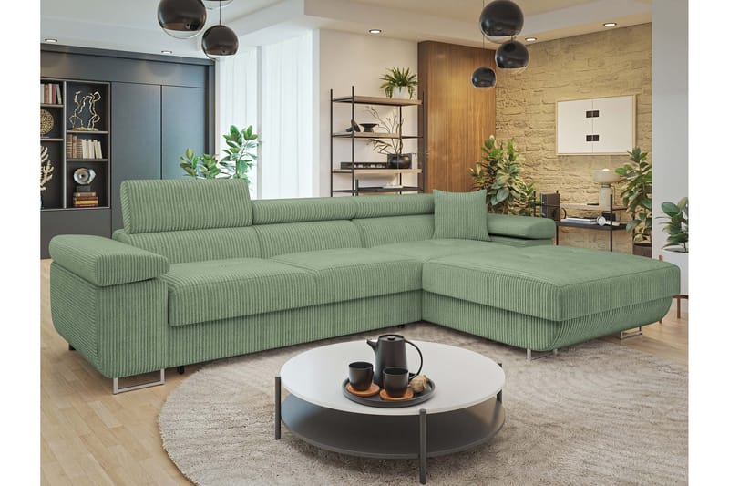 Gabina Sofa med Divan 3-personers - Grøn - Møbler - Sofaer - Sofa med chaiselong