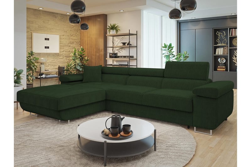 Gabina Sofa med Divan 3-personers - Grøn - Møbler - Sofaer - Sofa med chaiselong