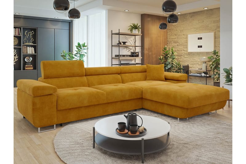 Gabina Sofa med Divan 3-personers - Gul - Møbler - Sofaer - Sofa med chaiselong