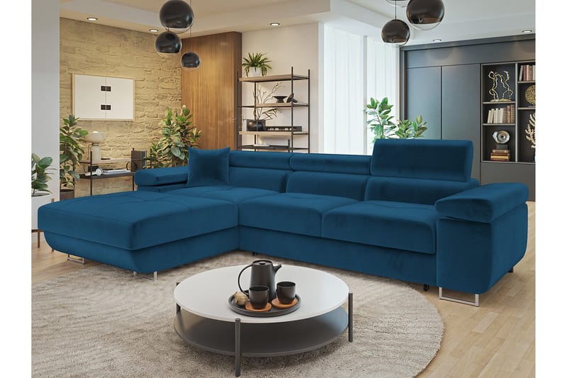 Gabina Sofa med Divan 3-personers - Blå - Møbler - Sofaer - Sofa med chaiselong