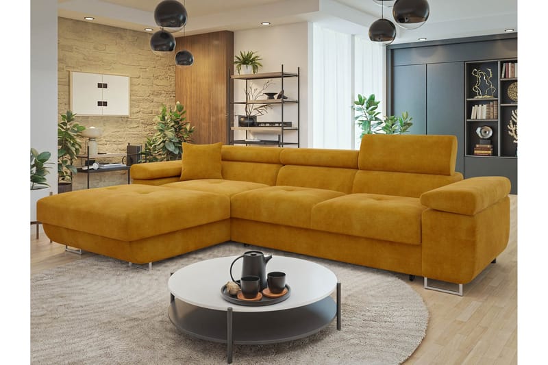 Gabina Sofa med Divan 3-personers - Gul - Møbler - Sofaer - Sofa med chaiselong