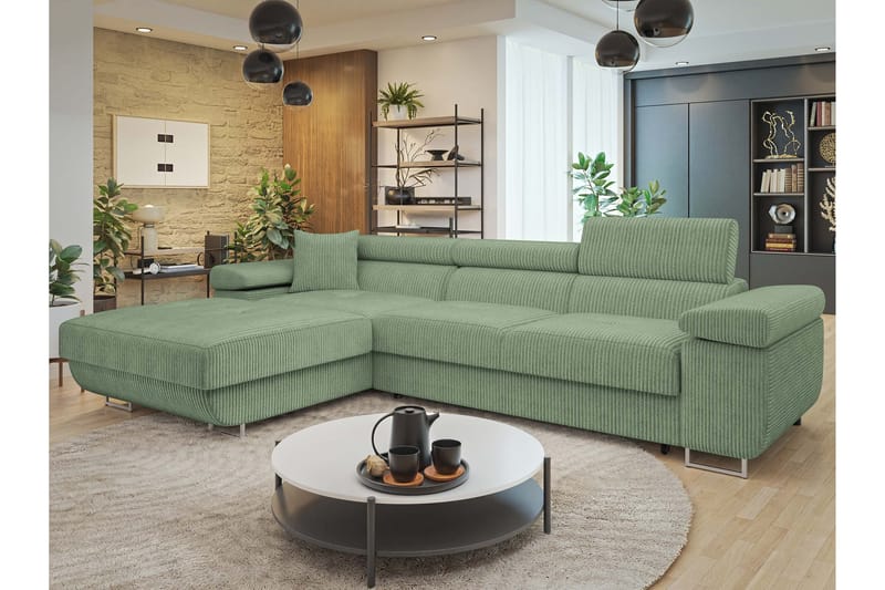 Gabina Sofa med Divan 3-personers - Grøn - Møbler - Sofaer - Sofa med chaiselong