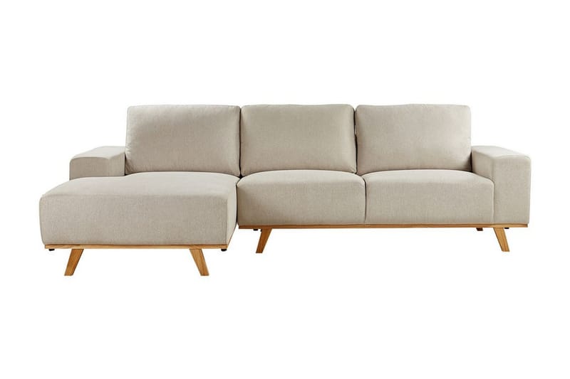 Gaines Hjørnesofa 3-personers - Beige/Lyst træ - Møbler - Sofaer - Hjørnesofa