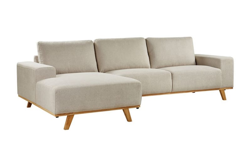 Gaines Hjørnesofa 3-personers - Beige/Lyst træ - Møbler - Sofaer - Hjørnesofa