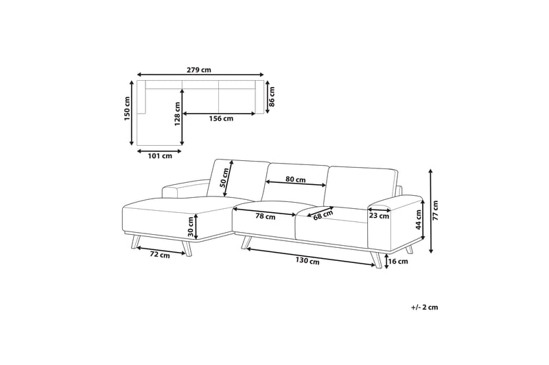 Gaines Hjørnesofa 3-personers - Beige/Lyst træ - Møbler - Sofaer - Hjørnesofa