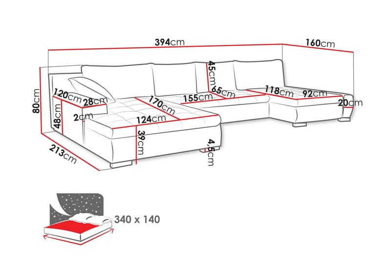 Gamal Sofa Dobbeltdivan 4-personers - Hvid - Møbler - Sofaer - U Sofa