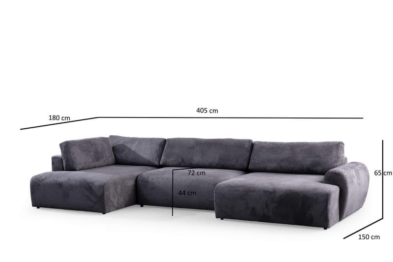 Gaudir 4-personers Sofa med Chaiselong - Antracit - Møbler - Sofaer - Sofa med chaiselong