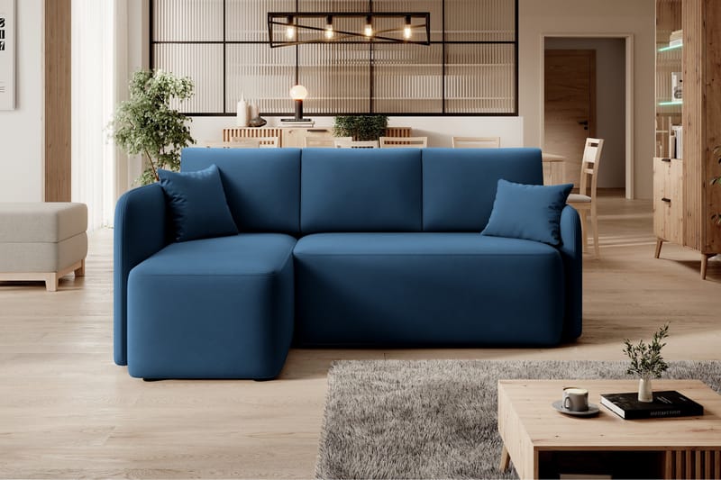 Hadson 3-personers Sofa med Chaiselong - Blå - Møbler - Sofaer - Sofa med chaiselong