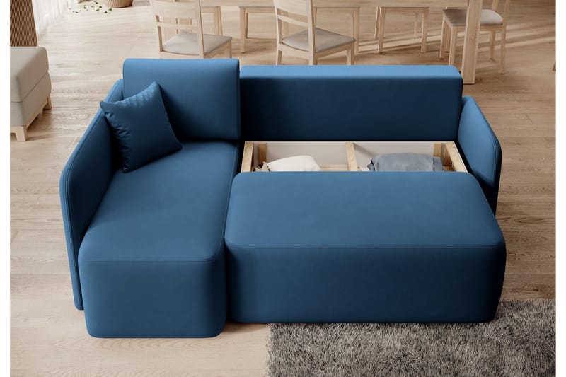 Hadson 3-personers Sofa med Chaiselong - Blå - Møbler - Sofaer - Sofa med chaiselong