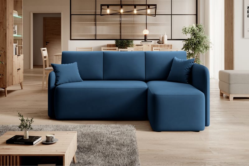 Hadson 3-personers Sofa med Divan - Blå - Møbler - Sofaer - Sofa med chaiselong