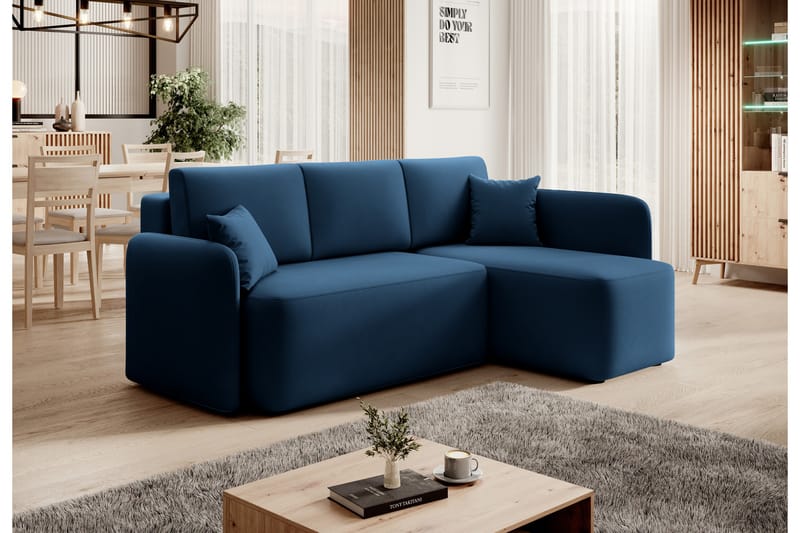 Hadson 3-personers Sofa med Divan - Blå - Møbler - Sofaer - Sofa med chaiselong