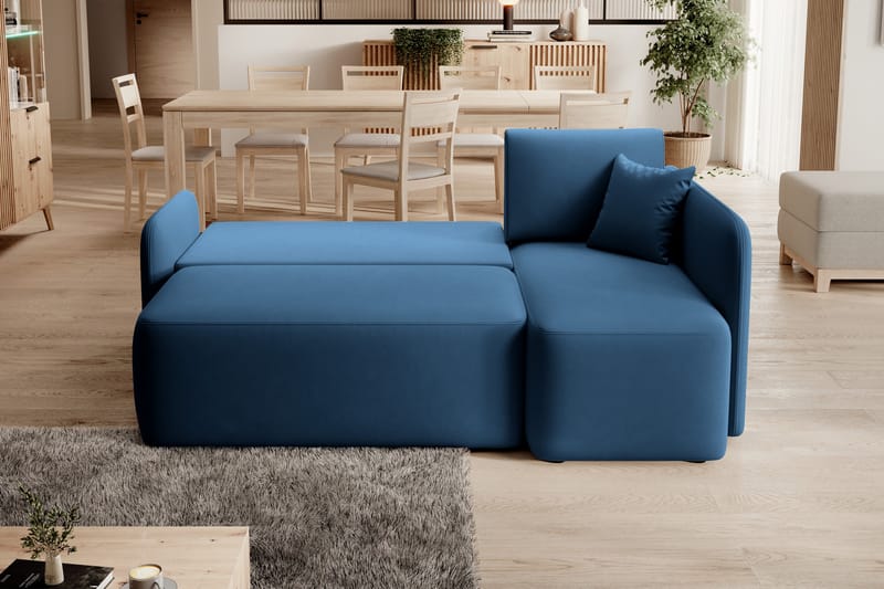 Hadson 3-personers Sofa med Divan - Blå - Møbler - Sofaer - Sofa med chaiselong