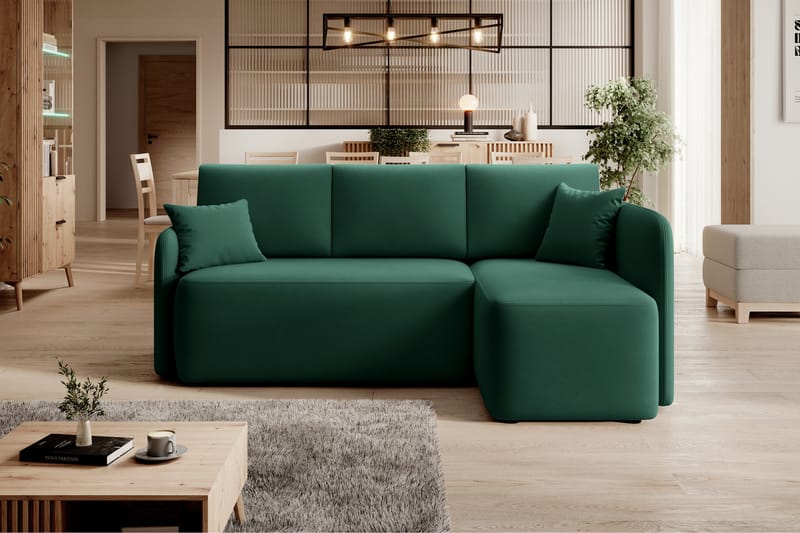 Hadson 3-personers Sofa med Divan - Grøn - Møbler - Sofaer - Sofa med chaiselong