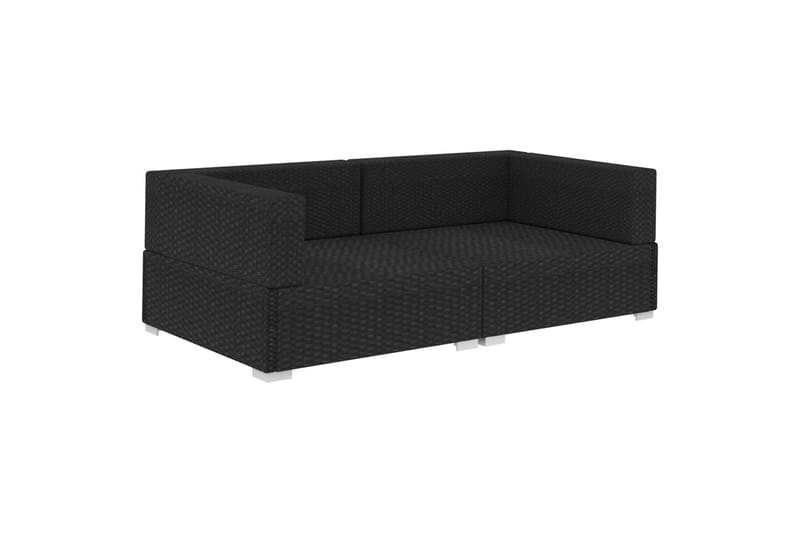 hjørnesæde til sofa med hynder 2 stk. polyrattan sort - Sort - Møbler - Sofaer