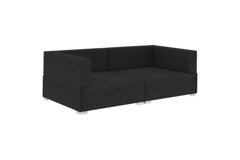 hjørnesæde til sofa med hynder 2 stk. polyrattan sort - Sort - Møbler - Sofaer