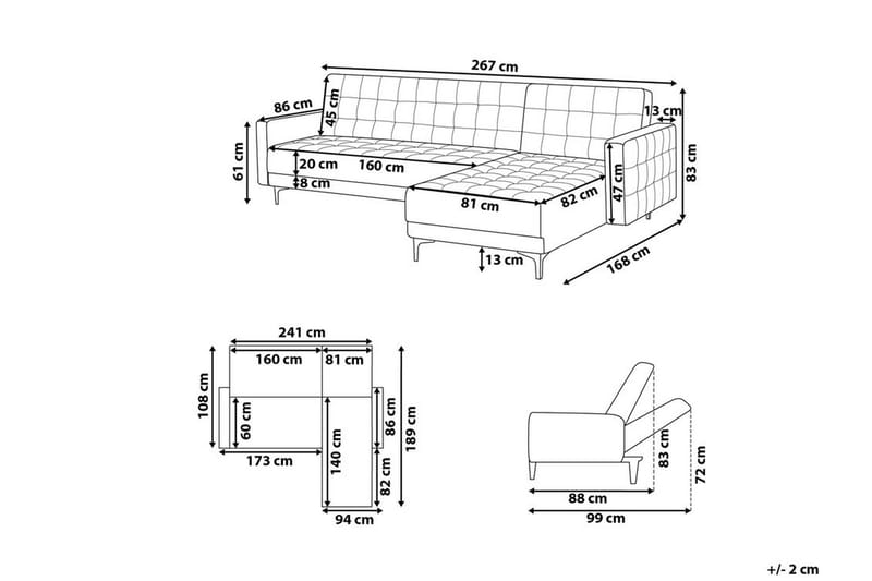 Aberdeen Hjørnesovesofa 267 cm - Lyserød - Møbler - Sofaer - Sovesofaer