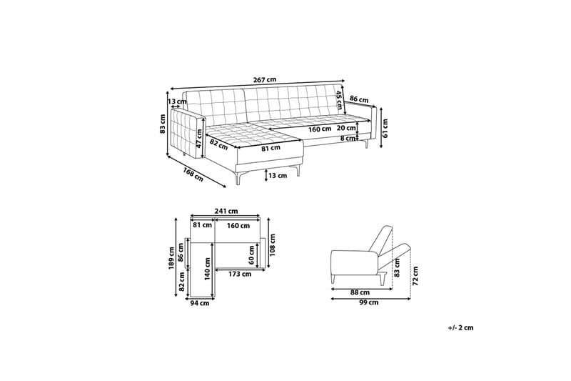 Aberdeen Hjørnesovesofa 267 cm - Lyserød - Møbler - Sofaer - Sovesofaer