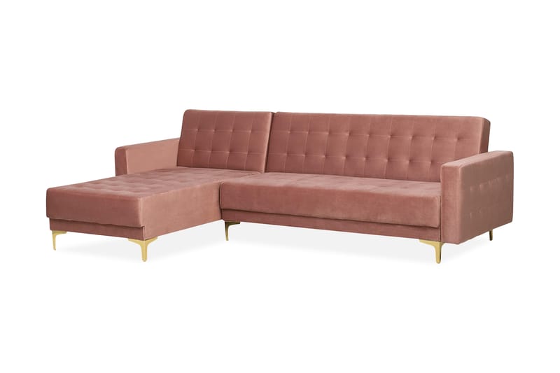 Aberdeen Hjørnesovesofa med Fodpuf 267 cm - Lyserød - Møbler - Sofaer - Sovesofaer