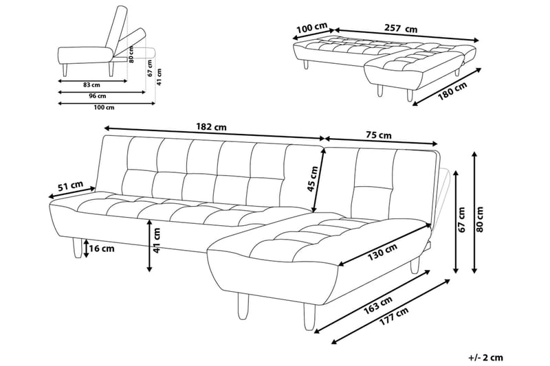 Alsten Hjørnesofa 182 cm - Grå - Møbler - Sofaer - Hjørnesofa