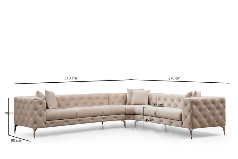 Beachport Stor Hjørnesofa 6-personers L-formet - Beige - Møbler - Sofaer - Hjørnesofa