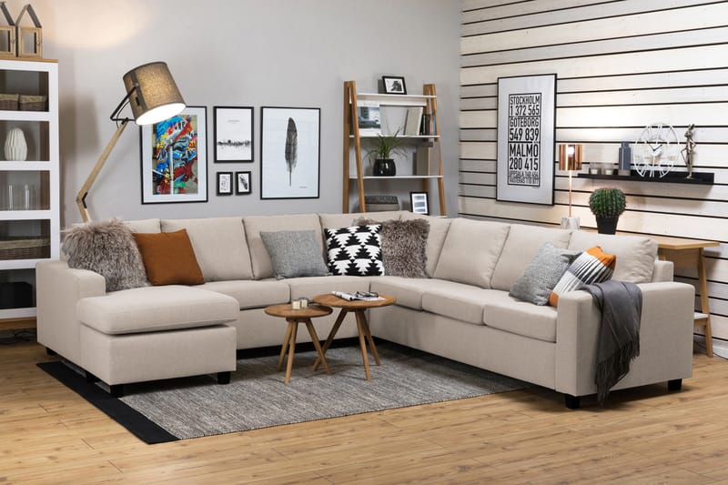 Crazy Hjørnesofa med Chaiselong Stor Venstre - Beige - Møbler - Sofaer - Hjørnesofa - Hjørnesofa med chaiselong