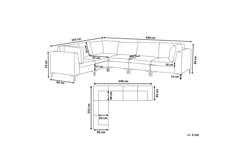 Evja 6-Pers. Hjørnesofa Højre - Velour/Grå - Møbler - Sofaer - Hjørnesofa