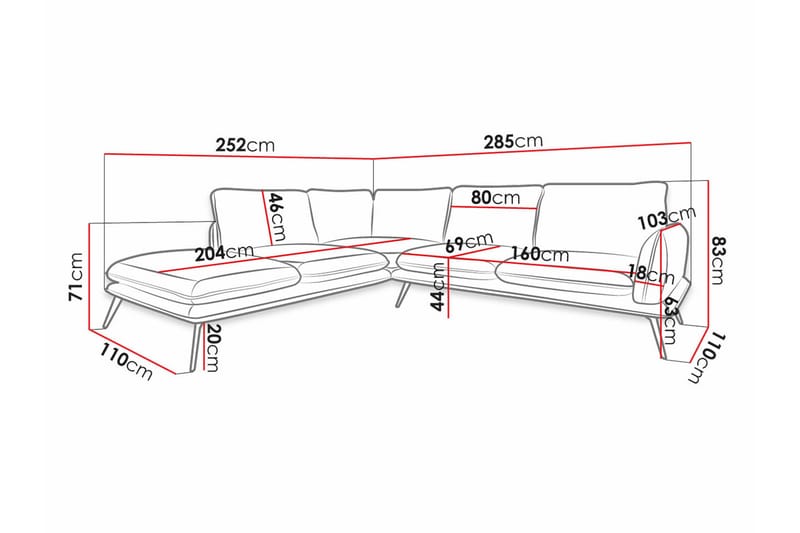 Graystone 4-pers. Hjørnesofa - Brun - Møbler - Sofaer - Hjørnesofa