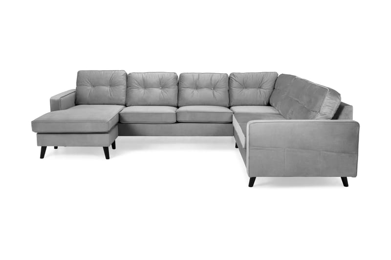 Monroe Hjørnesofa med Chaiselong Vendbar Velour - Lysegrå - Møbler - Sofaer - Hjørnesofa - Hjørnesofa med chaiselong