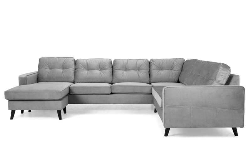 Monroe Hjørnesofa med Chaiselong Vendbar Velour - Lysegrå - Møbler - Sofaer - Hjørnesofa - Hjørnesofa med chaiselong