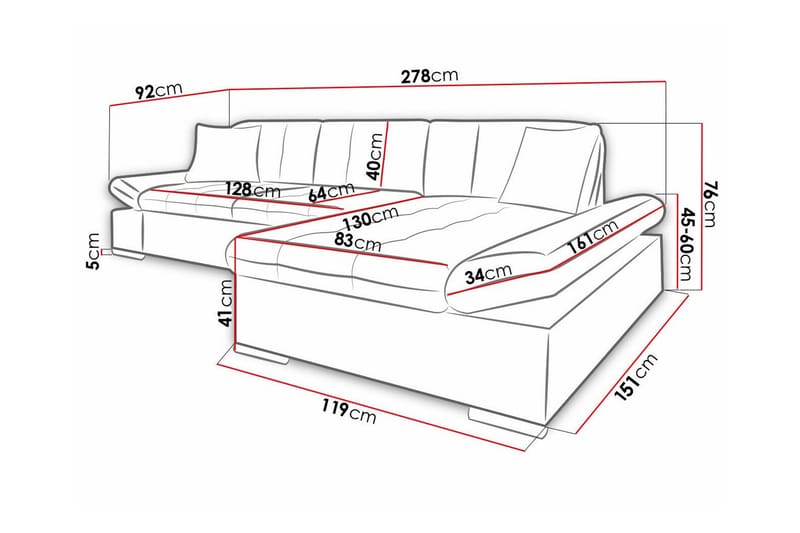 Kintore 3-pers. Hjørnesofa - Lysegrå - Møbler - Sofaer - Hjørnesofa