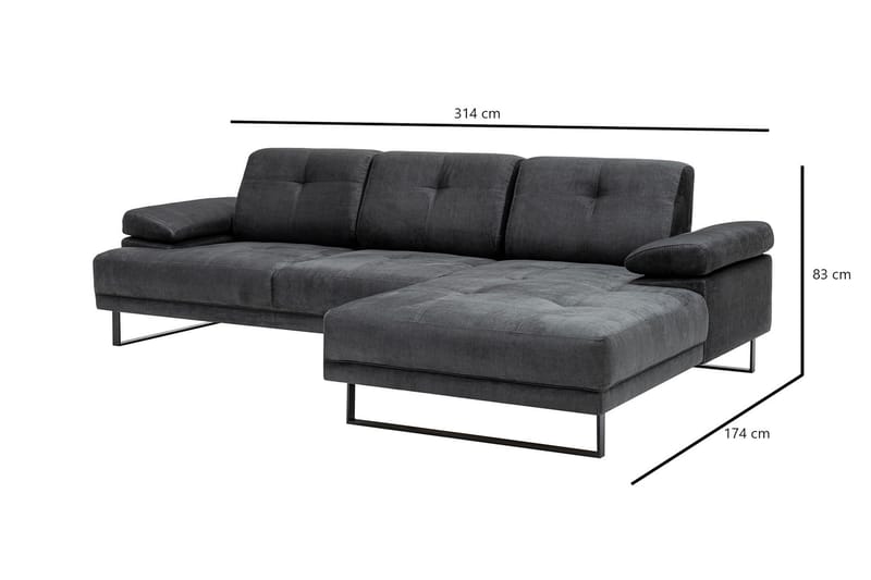 Kitimat Chaiselongsofa 3-personers - Antracit - Møbler - Sofaer - Hjørnesofa