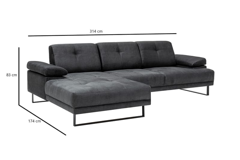 Kitimat Chaiselongsofa 3-personers - Antracit - Møbler - Sofaer - Hjørnesofa