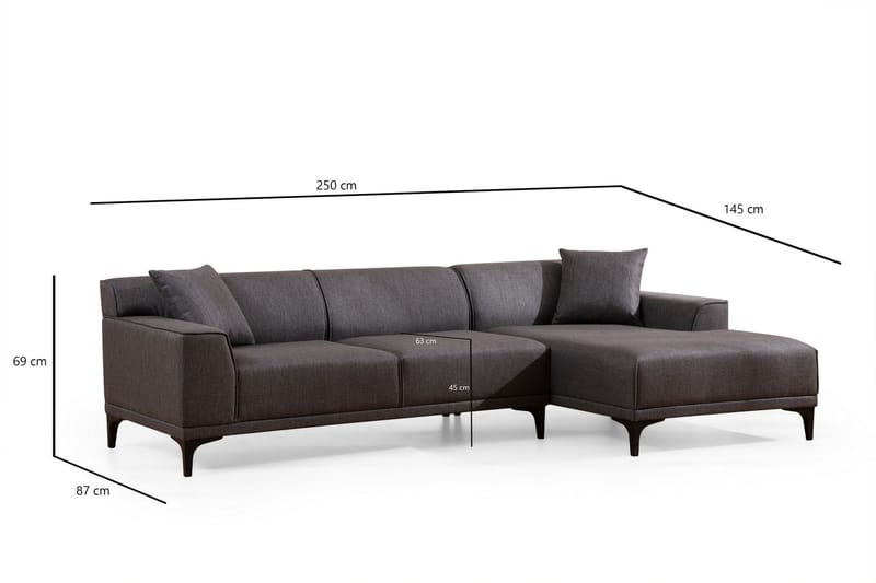 Mississauga Chaiselongsofa 3-personers - Antracit - Møbler - Sofaer - Hjørnesofa