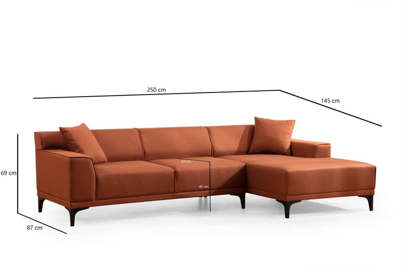 Mississauga Chaiselongsofa 3-personers - Orange - Møbler - Sofaer - Hjørnesofa