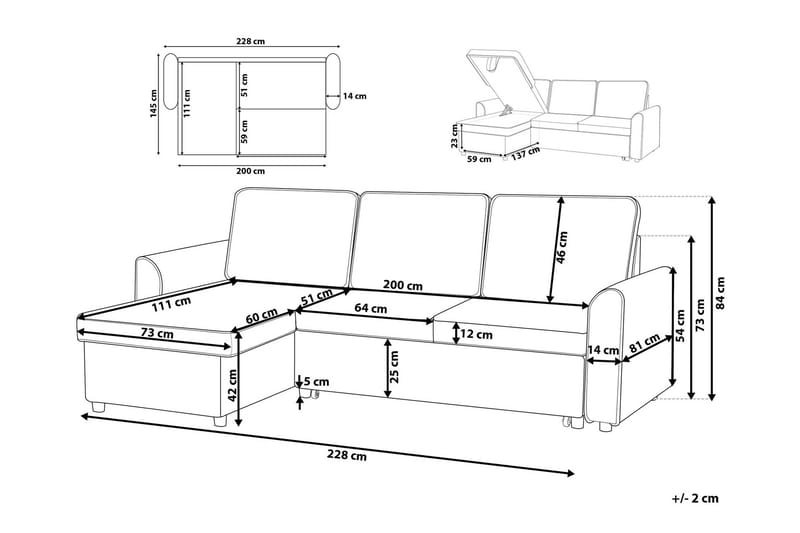 Nesna Hjørnesofa 228 cm - Brun - Møbler - Sofaer - Hjørnesofa