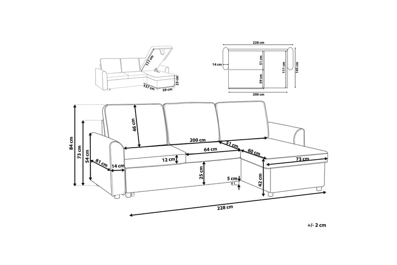 Nesna Hjørnesofa 228 cm - Grå - Møbler - Sofaer - Hjørnesofa