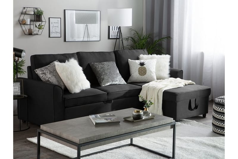 Nesna Hjørnesofa 228 cm - Sort - Hjørnesofa