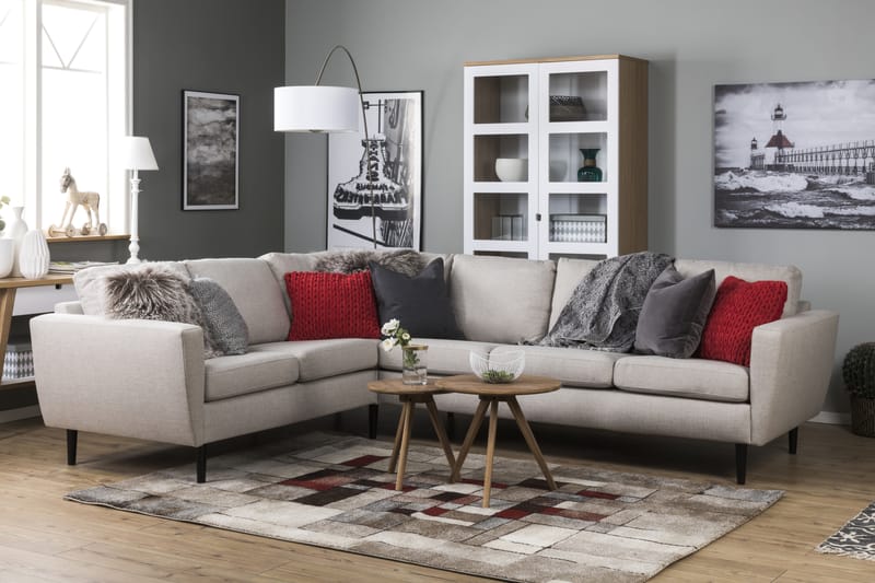 Nordic Hjørnesofa Højre - Beige/Sort - Møbler - Sofaer - Hjørnesofa