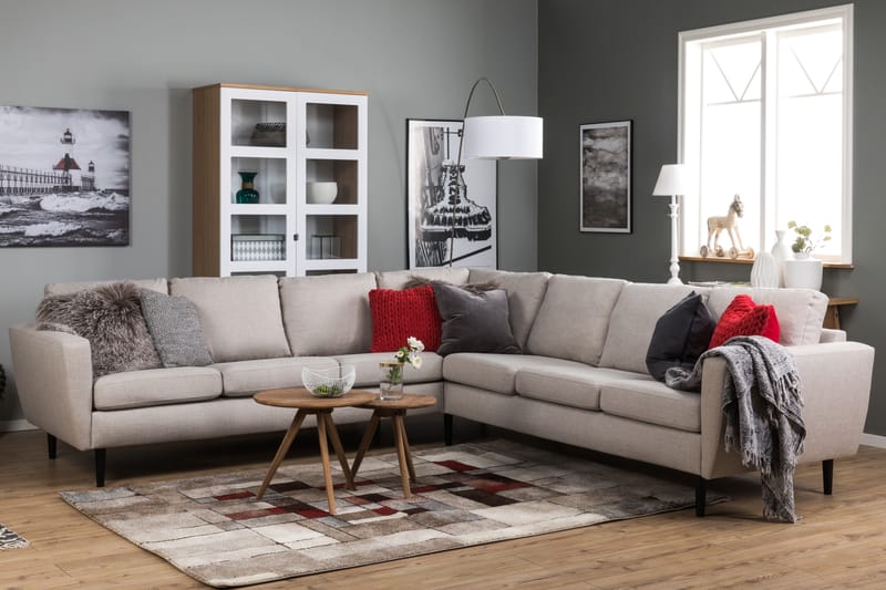 Nordic Large Hjørnesofa - Beige/Sort - Møbler - Sofaer - Hjørnesofa